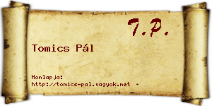 Tomics Pál névjegykártya
